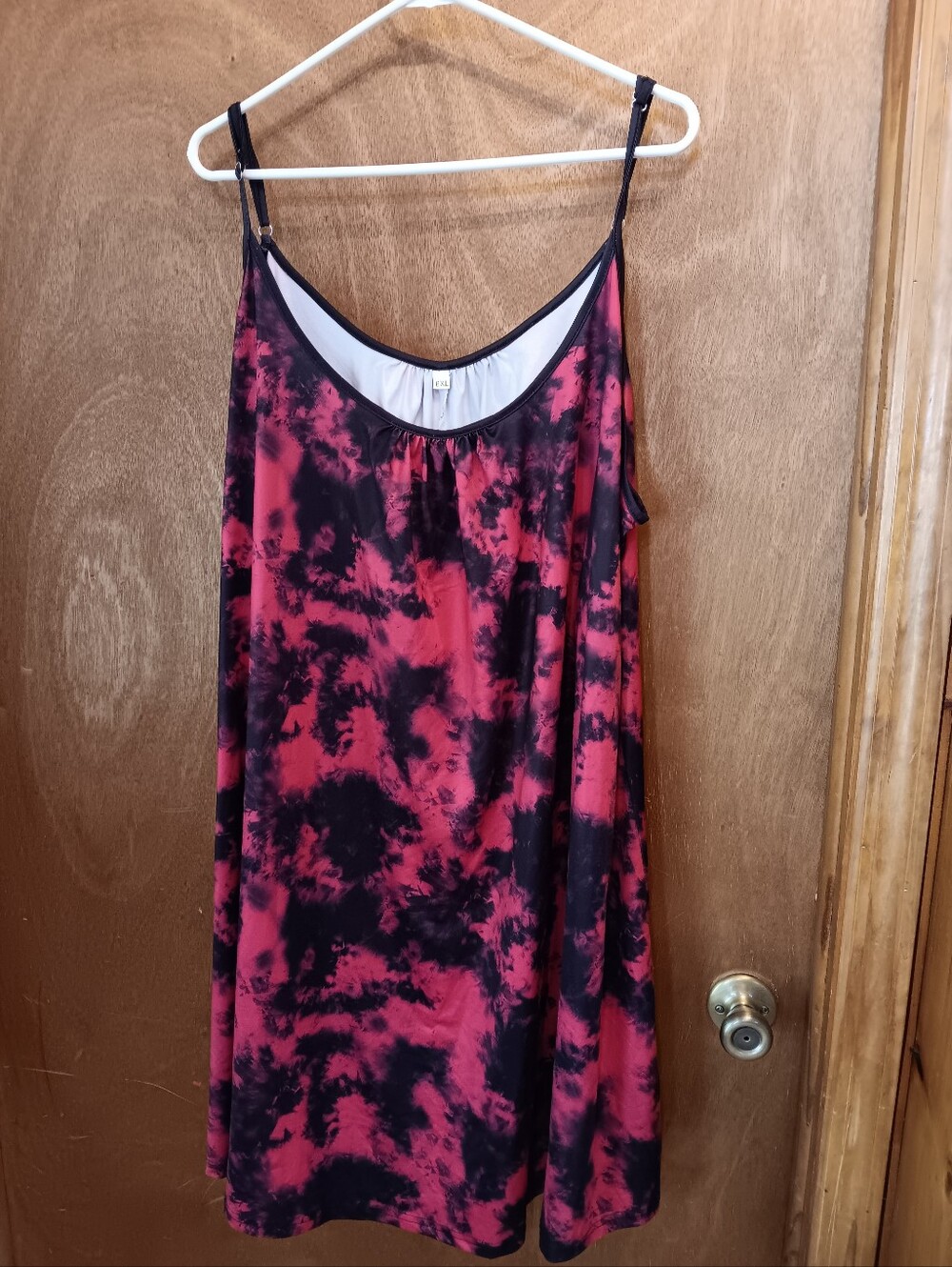 Womans Pink and Black Tie-Dye Slip Dress